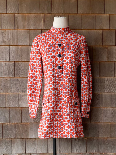 Mod Orange & Navy Geometric Dress