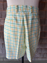 Load image into Gallery viewer, Vintage Men&#39;s Yellow and Green Plaid Shorts