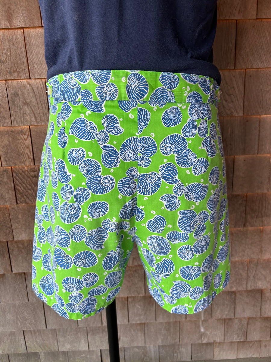 Vintage Men s Lilly Pulitzer Green Blue Nautilus Shell Swim Trunks Current Vintage