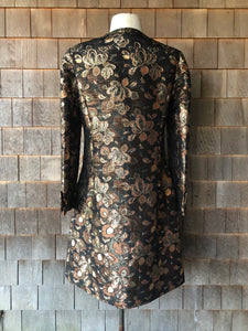 1960s Bronze and Rose Gold Cocktail Dress