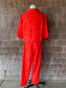 1960s Dynasty Red Silk Blouse & Trouser Set