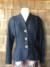 Load image into Gallery viewer, 1960s Wool &amp; Silk Navy Blazer with Gold Dog Buttons