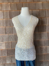 Load image into Gallery viewer, 1990s Cream Sheer Sequin Sleeveless Top