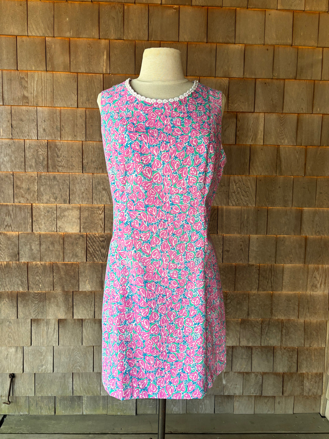 1970s Vintage Lilly Dress with Purple Heart Print & Star Signature