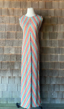 Load image into Gallery viewer, 1970s Chevron Stripe Column Maxi Dress