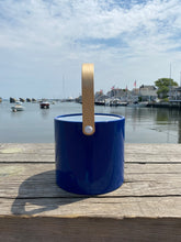 Load image into Gallery viewer, Navy Ice Bucket with Wood Handle and Lid