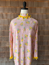 Load image into Gallery viewer, Vintage Spring Flowers Bouquet Caftan w/ Yellow Pom Poms