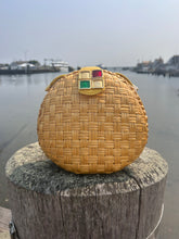 Load image into Gallery viewer, Vintage Wicker Circle Purse w/ Gems