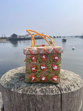 Load image into Gallery viewer, Vintage Basket Weave Box Bag w/ Orange Florals