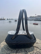 Load image into Gallery viewer, Vintage Black Lucite Oval Purse with Handles and Clear Top