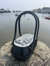 Load image into Gallery viewer, Vintage Black Lucite Oval Purse with Handles and Clear Top