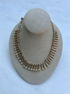 Vintage Gold Rhinestone Teardrop Necklace