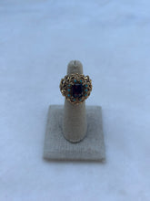 Load image into Gallery viewer, Vintage 14K Gold Ring with Diamonds, Sapphires and Ruby Center