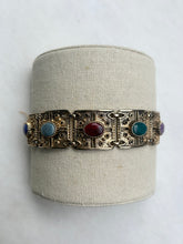 Load image into Gallery viewer, Vintage Gold Toned Bracelet with Multi-Colored Stones