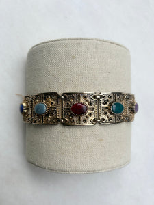 Vintage Gold Toned Bracelet with Multi-Colored Stones