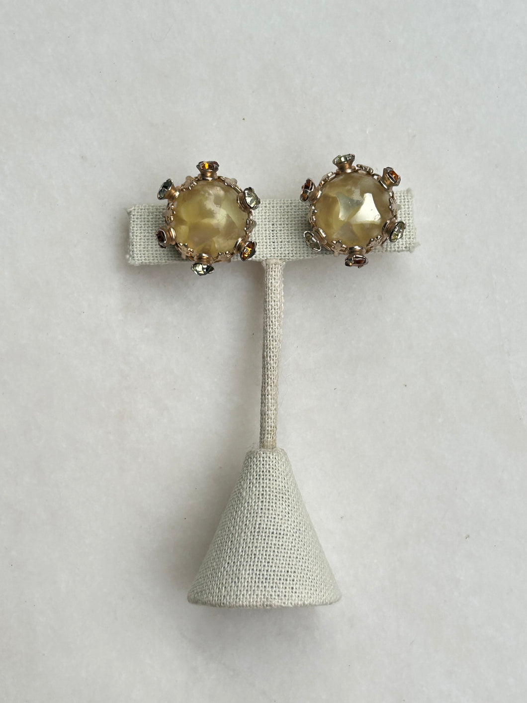 Canary Yellow & Gold Clip-On Earrings