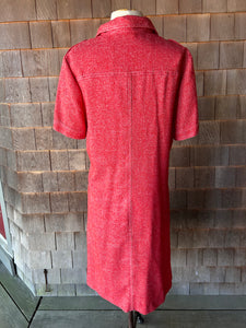 1970s Pointed Lapel Red Shirt Dress