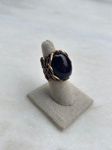 Vintage Bronze Plated Maroon Ring