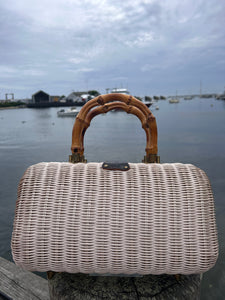 Vintage 1950s Mantessa Woven Bag with Bamboo Handles