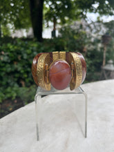 Load image into Gallery viewer, Red Onyx &amp; Carved Wood Cuff Bracelet