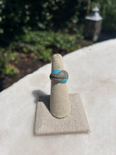 Load image into Gallery viewer, Vintage Silver Rhinestone and Turquoise Ring