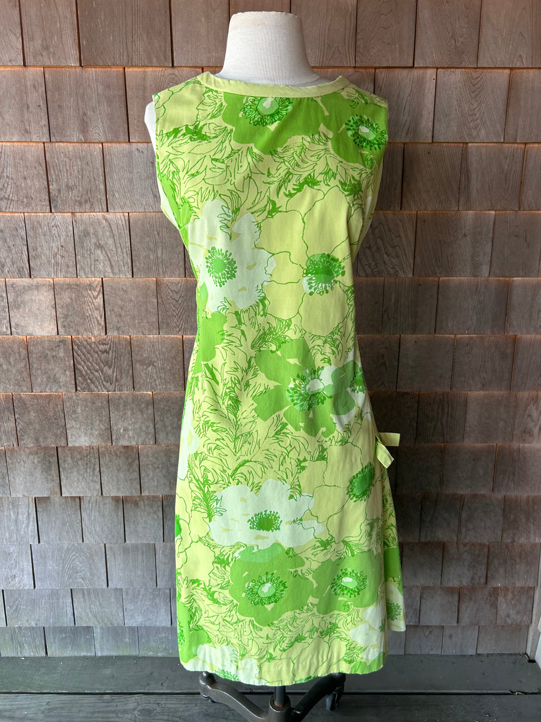 1960s Green Lime Floral Early Lilly Shift Current Vintage