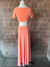 Load image into Gallery viewer, Vintage 1970s I.Magnin Peach Terry Cloth Crop Top &amp; Skirt Set