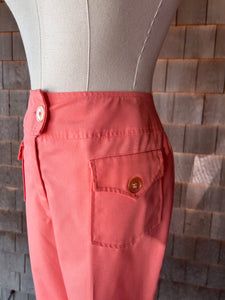 Vintage Coral Button Pocket Pleated Trousers