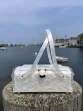 Load image into Gallery viewer, Vintage White Pearl Lucite Purse with Cut Glass Ends &amp; Double Handles