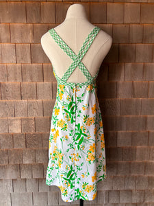 1970s Vintage The Lilly Green & Yellow Daffodil Dress