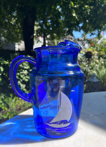 Vintage Sailboat Pitcher & Ice Bucket Set