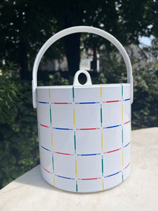 Vintage Primary Color Checkered Ice Bucket