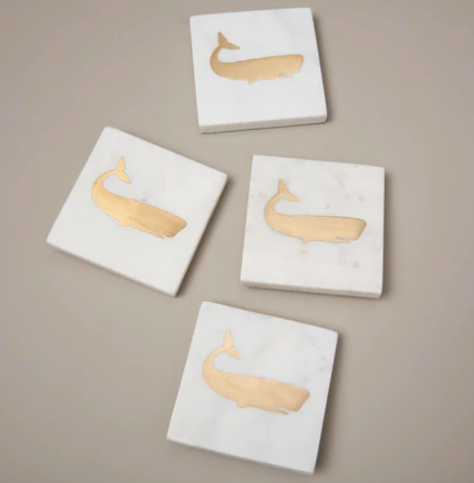 Verona marble whale coaster Set of 4