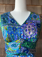 Load image into Gallery viewer, Vintage 1970s Green, Blue and Purple Multicolor Sleeveless Maxi
