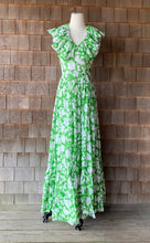 Load image into Gallery viewer, Vintage 1970s Kelly Green Ruffle Neck Maxi Halter
