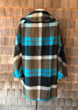 Load image into Gallery viewer, Vintage Aqua, Brown and Black Plaid Collared Coat