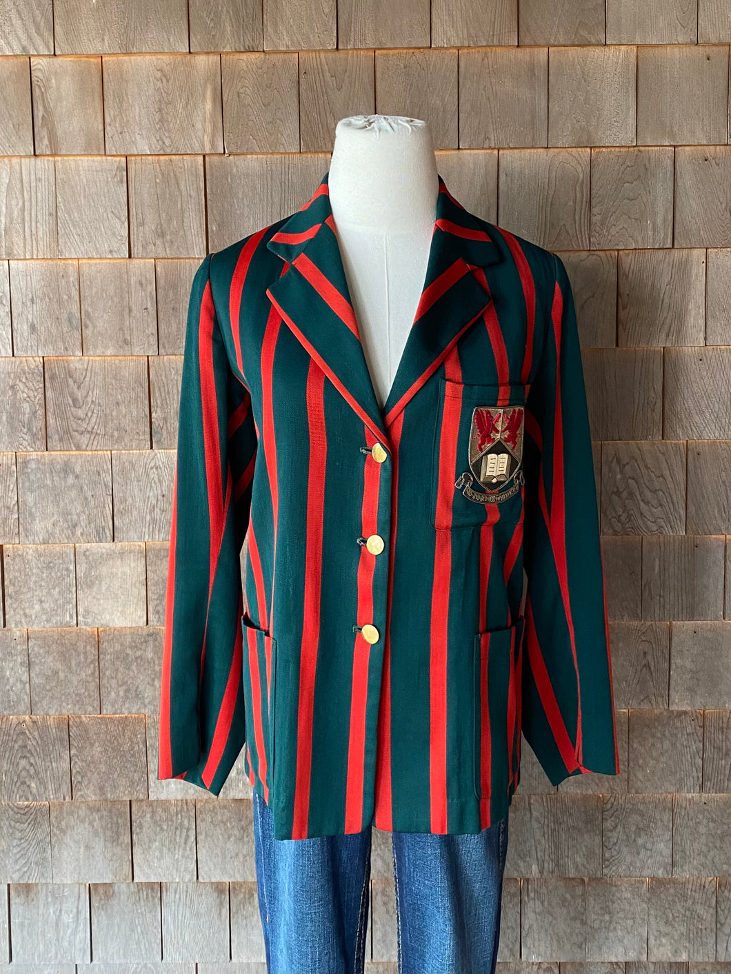 Vintage Red & Green English Crest Blazer