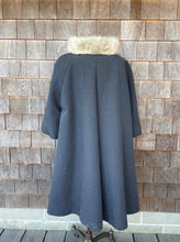Load image into Gallery viewer, Vintage Boulevard Room Gray Wool Coat with Mink Collar