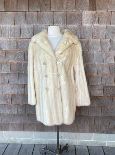 Vintage White Mink Coat with Pearlescent Buttons