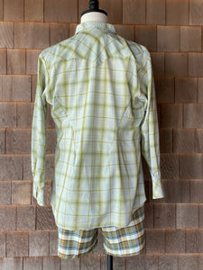 Vintage Miller Sage & Lime Plaid Western Shirt