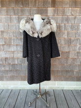 Load image into Gallery viewer, Vintage 1960&#39;s Black Persian Lamb Coat with Luxe Fur Collar