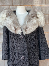 Load image into Gallery viewer, Vintage 1960&#39;s Black Persian Lamb Coat with Luxe Fur Collar