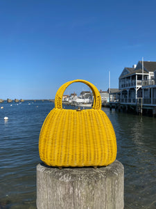 Canary Yellow Woven Bag w/ Matching Handles