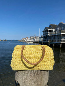 1960s Pale Yellow Raffia Bag