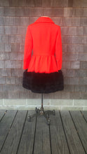Load image into Gallery viewer, Vintage Lilli Ann Bright Coral Coat with Luxurious Fur Skirt