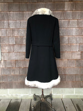 Load image into Gallery viewer, Vintage 1960s Black Wool Coat with Mink Trim