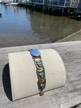 Load image into Gallery viewer, Vintage Art Deco Sky Blue Oval Detail Bracelet