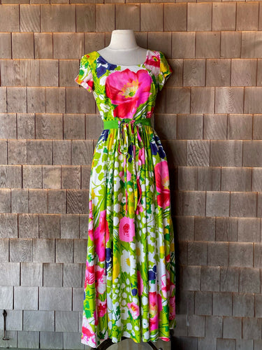 Vintage Bergdorf's Garden Party Maxi Dress with Belt