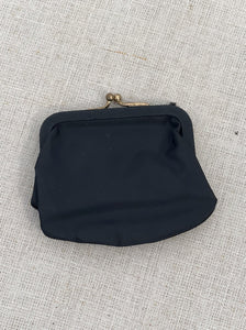 Vintage Chic Black Wool Evening Bag with "Bamboo" Handle