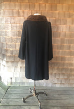 Load image into Gallery viewer, Vintage Embees Black Cashmere Coat with Fur Collar